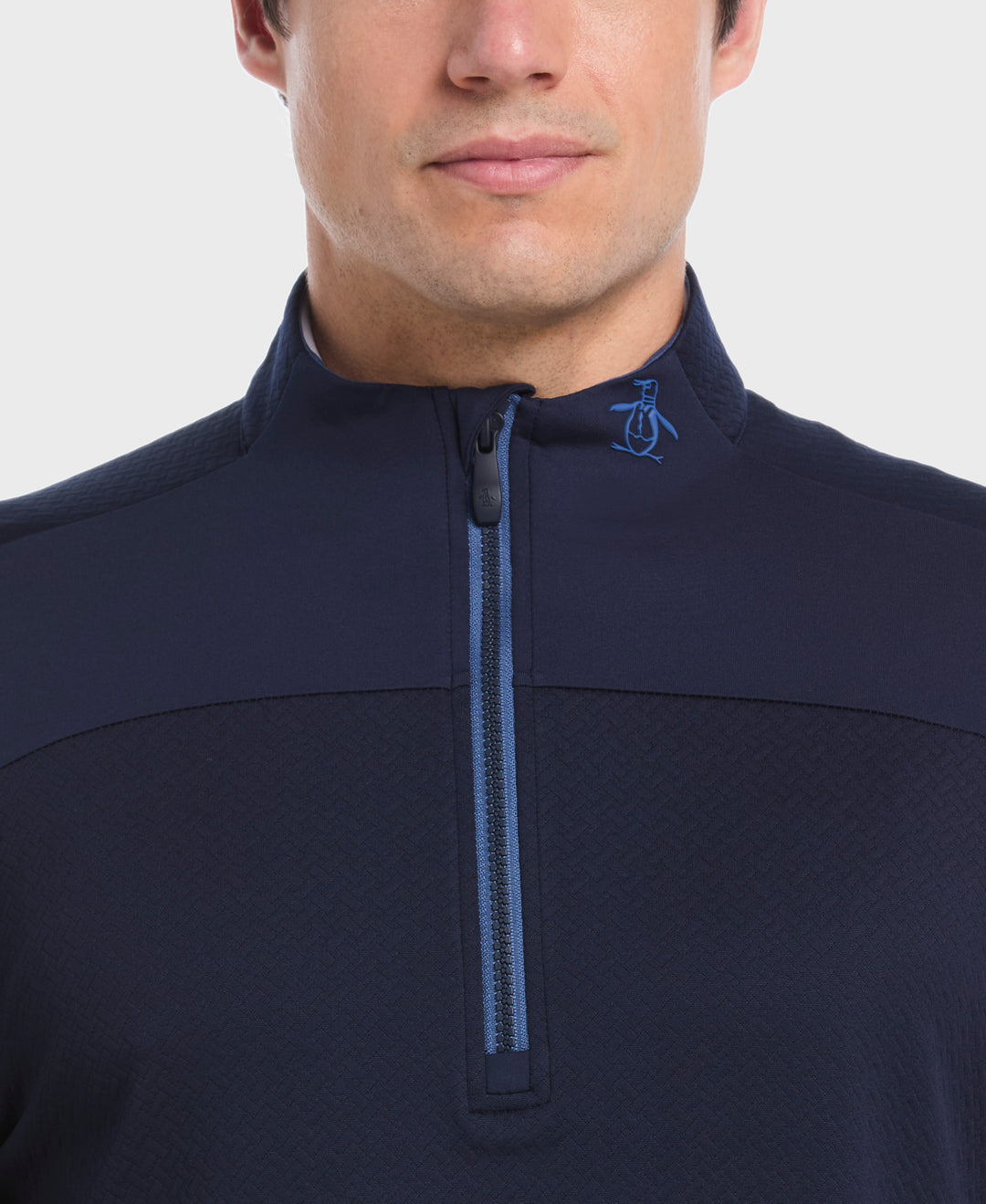 1/4 Zip Mixed Media Pullover (Black Iris) 