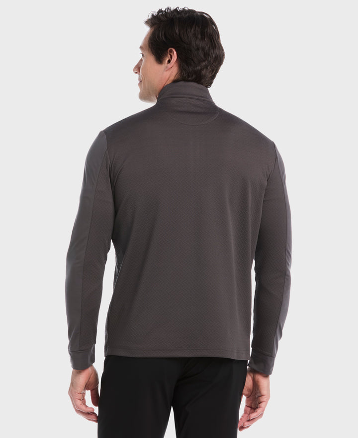 1/4 Zip Mixed Media Pullover (Asphalt) 