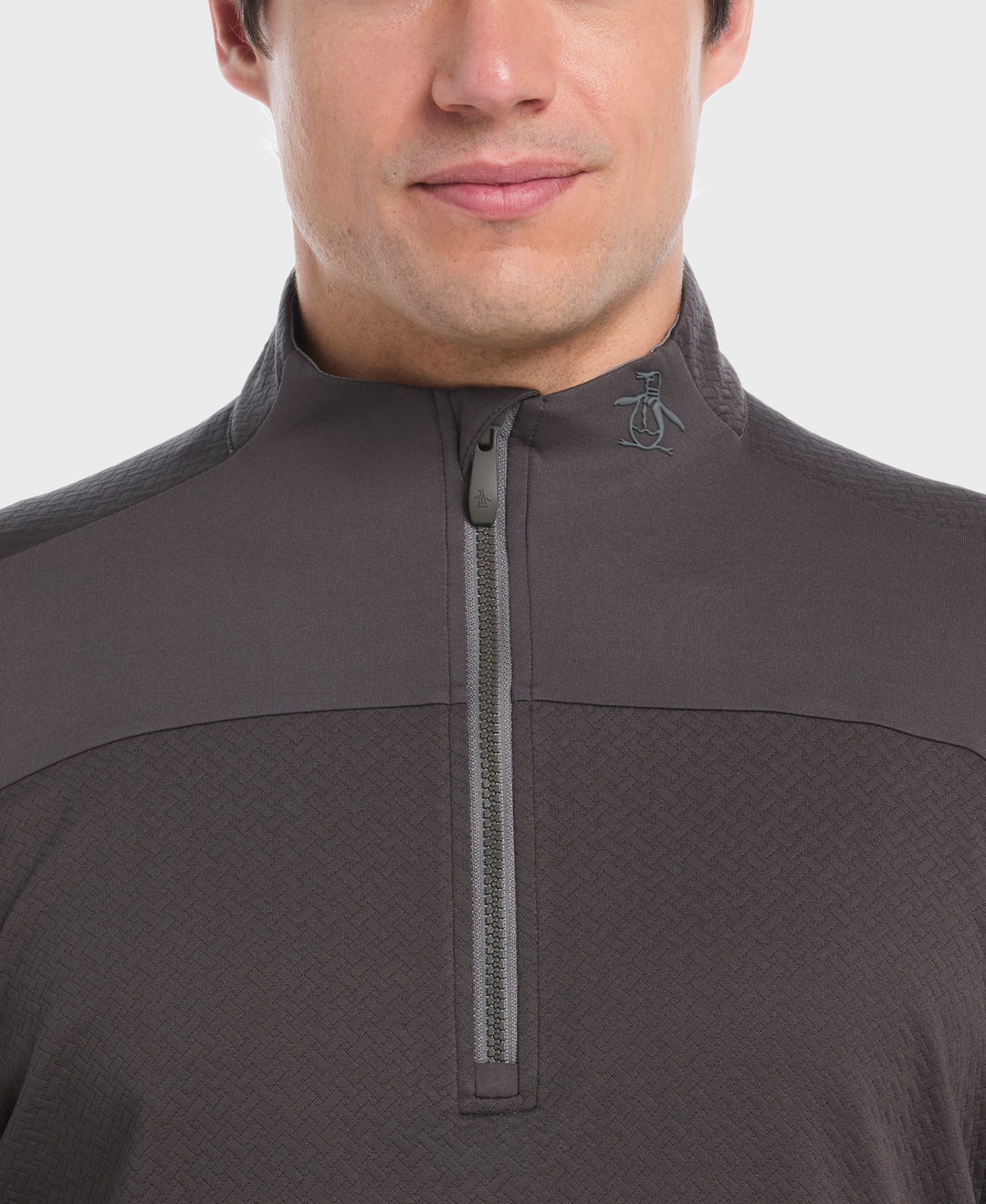 1/4 Zip Mixed Media Pullover (Asphalt) 