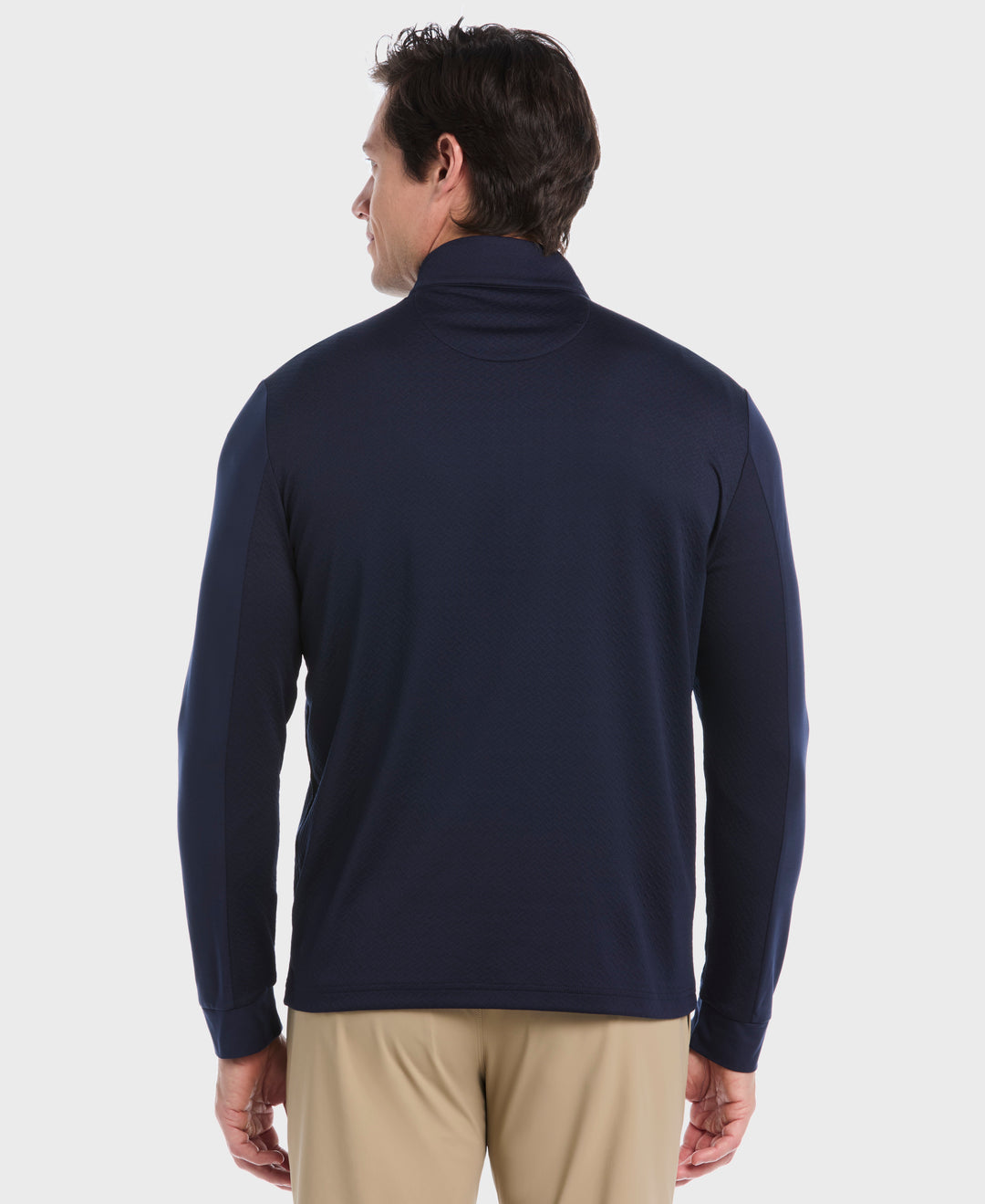 1/4 Zip Mixed Media Pullover (Black Iris) 