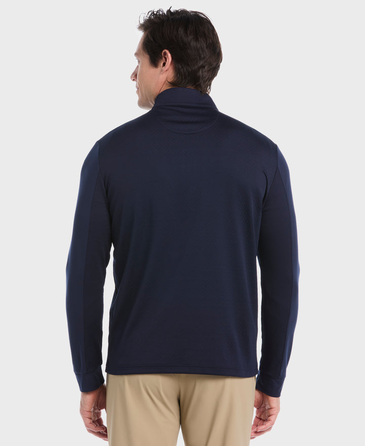 1/4 Zip Mixed Media Pullover (Black Iris) 