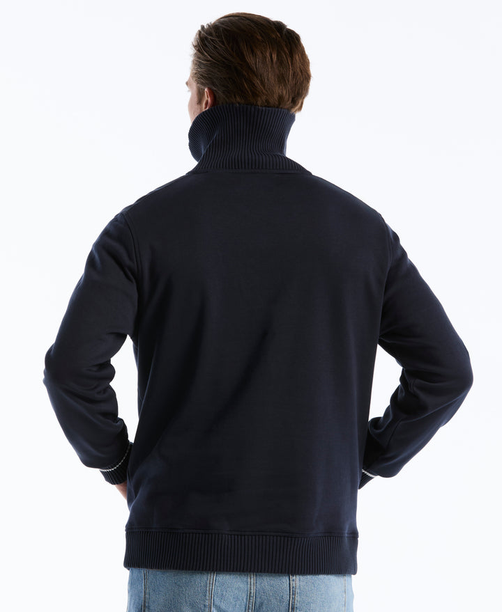 Organic Fleece Tipped Rib 1/4 Zip Pullover (Dark Sapphire) 