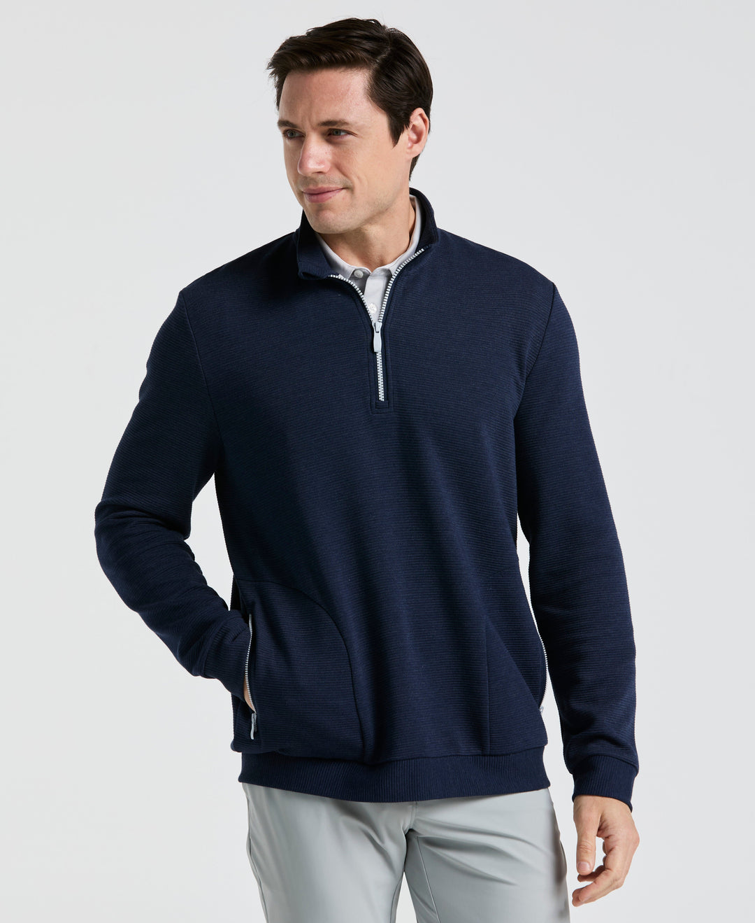 Quarter Zip Ottoman Jacket-Jackets-Black Iris-XS-Original Penguin
