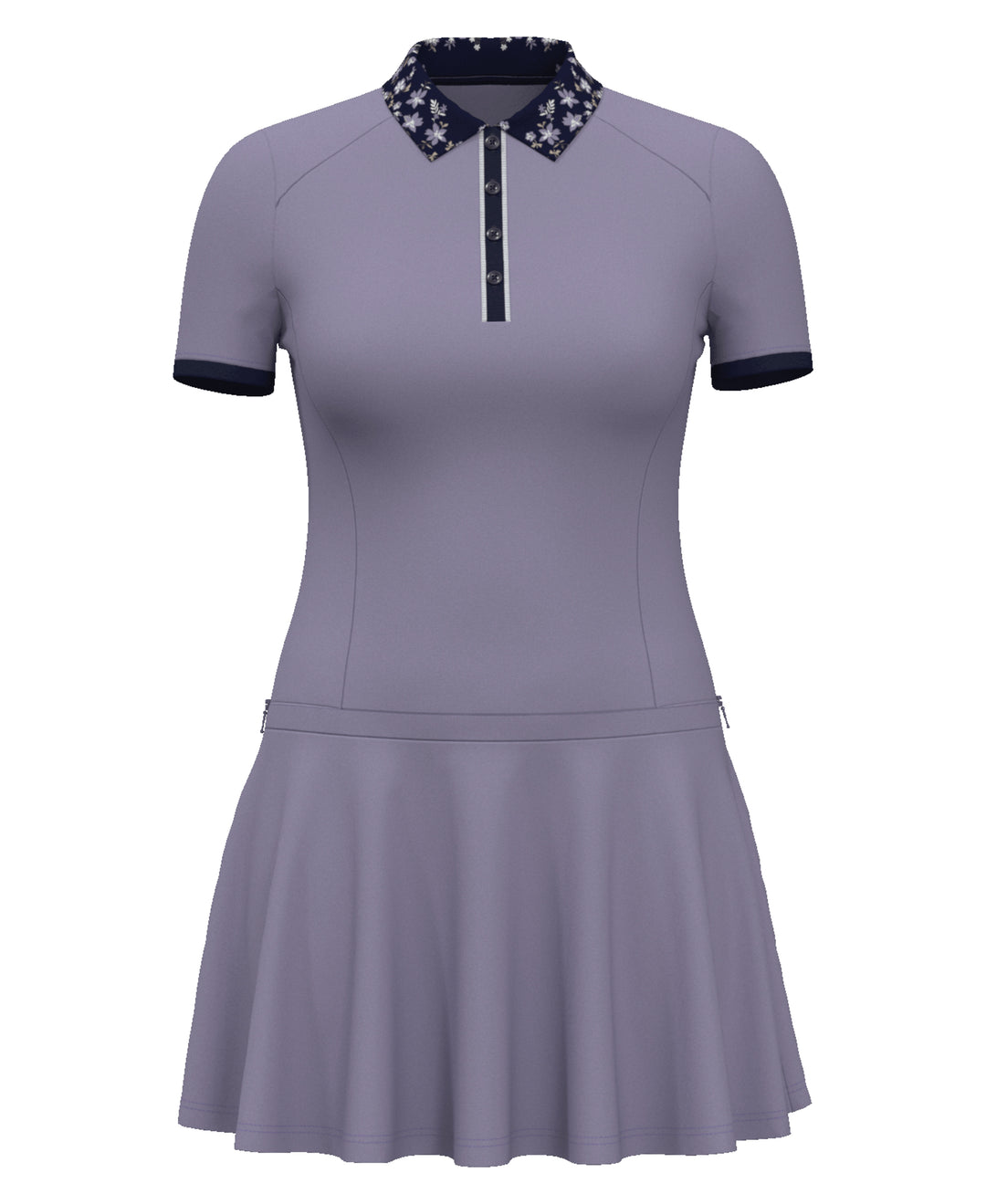 Quarter Zip Printed Collar Golf Dress (Heirloom Lilac) 