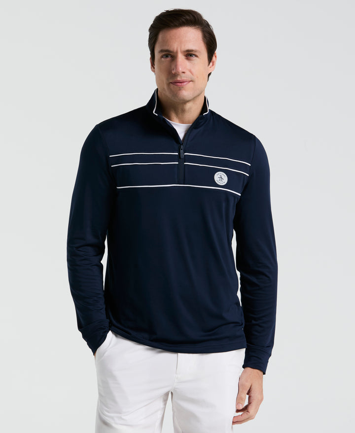 Quarter Zip Striped Golf Pull-Over-Golf Jackets-Black Iris-S-Original Penguin