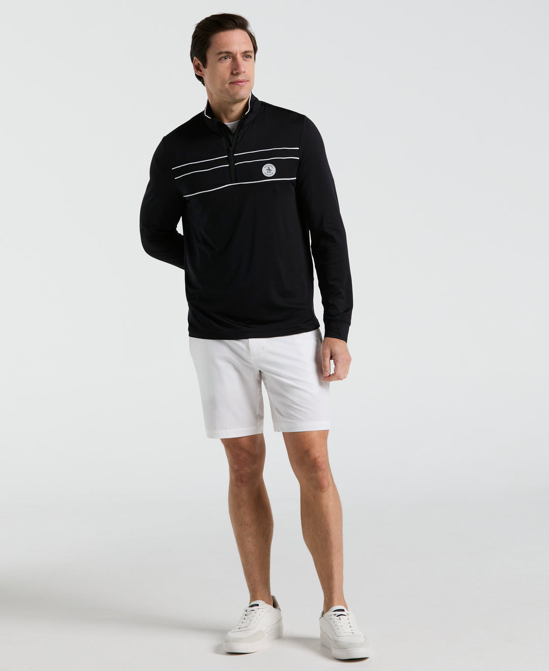 Lightweight 1/4 Zip Corded Pullover Golf Shirt (Caviar) 