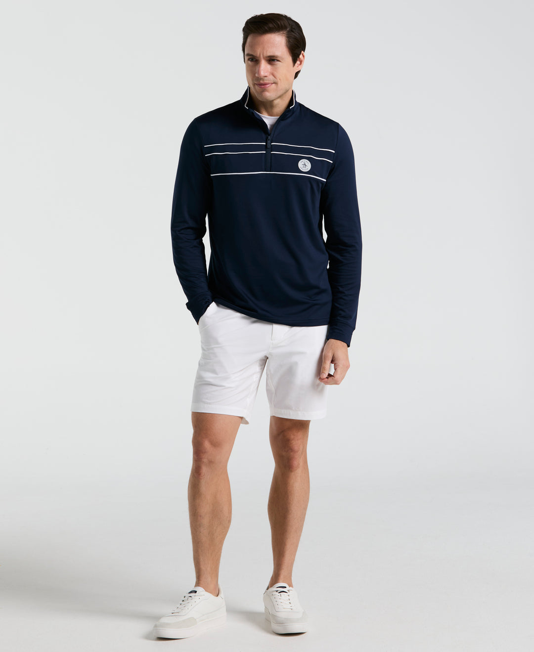 Lightweight 1/4 Zip Corded Pullover Golf Shirt (Black Iris) 