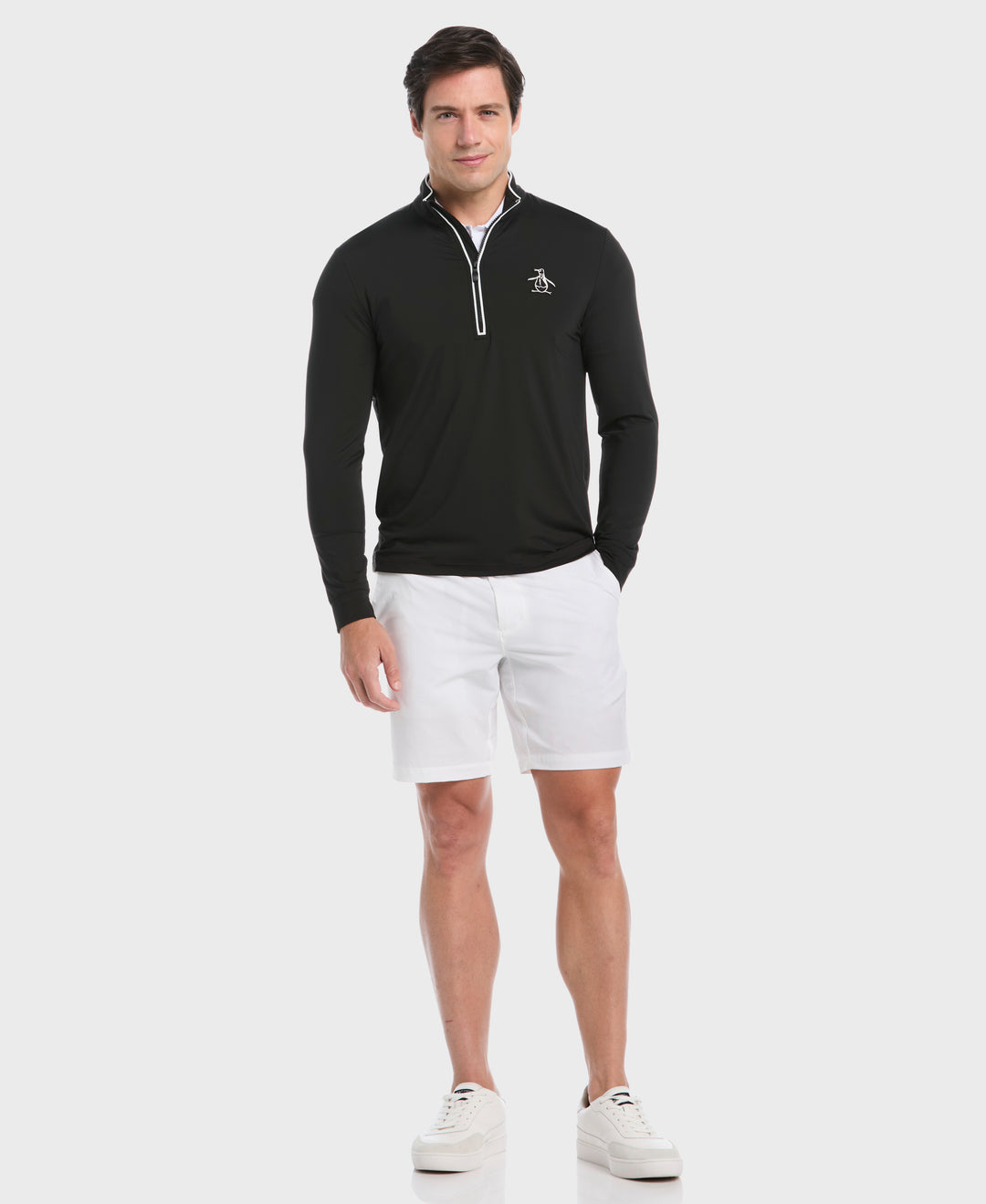Technical Earl 1/4 Zip Long Sleeve Golf Sweater (Caviar) 