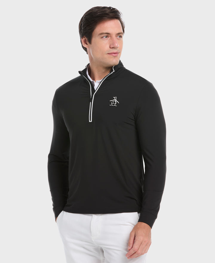 Technical Earl 1/4 Zip Long Sleeve Golf Sweater (Caviar) 