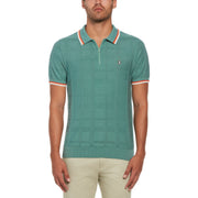 Tonal Check 1/4 Zip Polo Sweater (Oil Blue) 