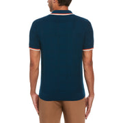 Tonal Check 1/4 Zip Polo Sweater (Oil Blue) 