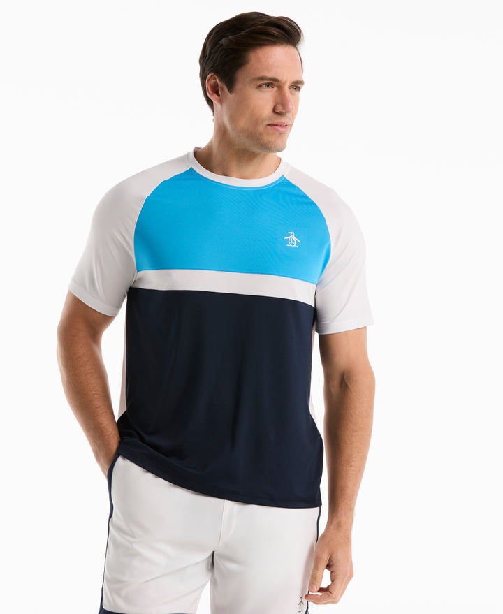 Raglan Blocked Tennis Tee (Malibu Blue) 