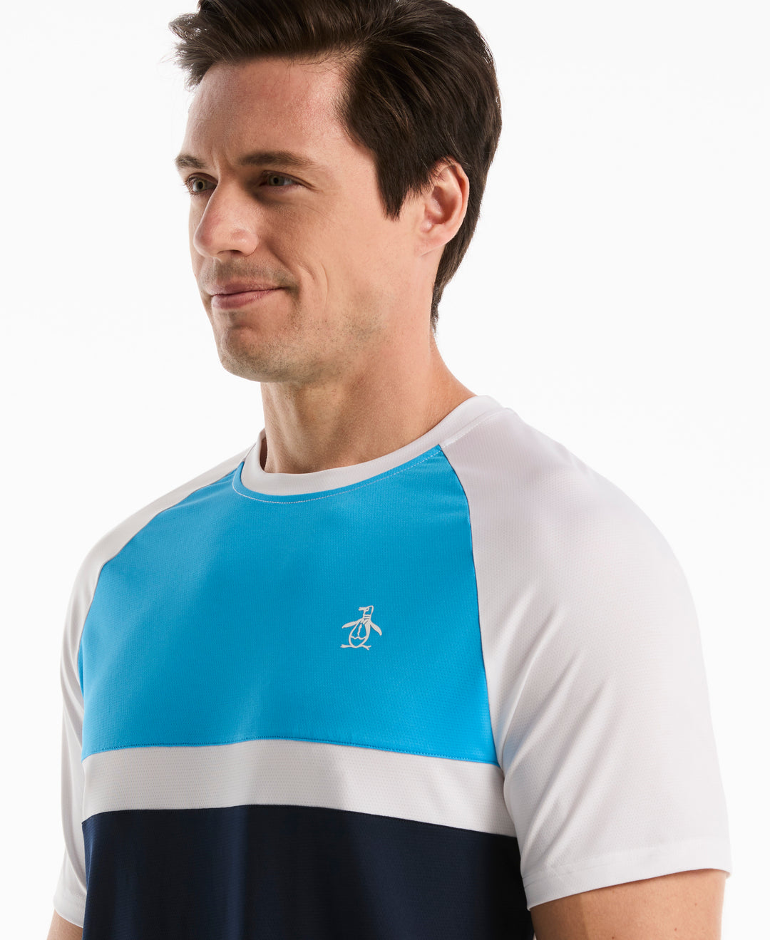 Raglan Blocked Tennis Tee (Malibu Blue) 