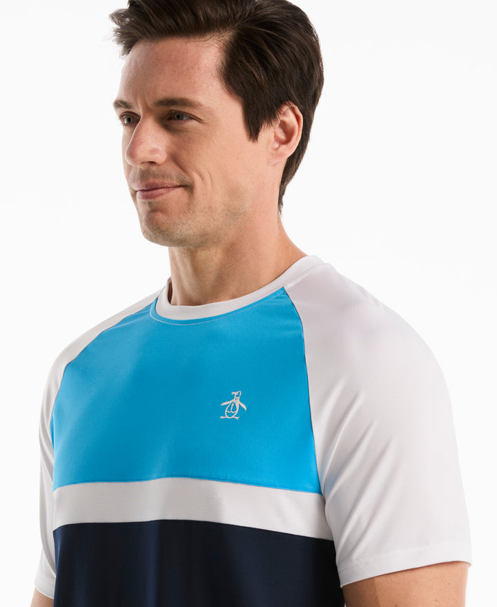 Raglan Blocked Tennis Tee (Malibu Blue) 