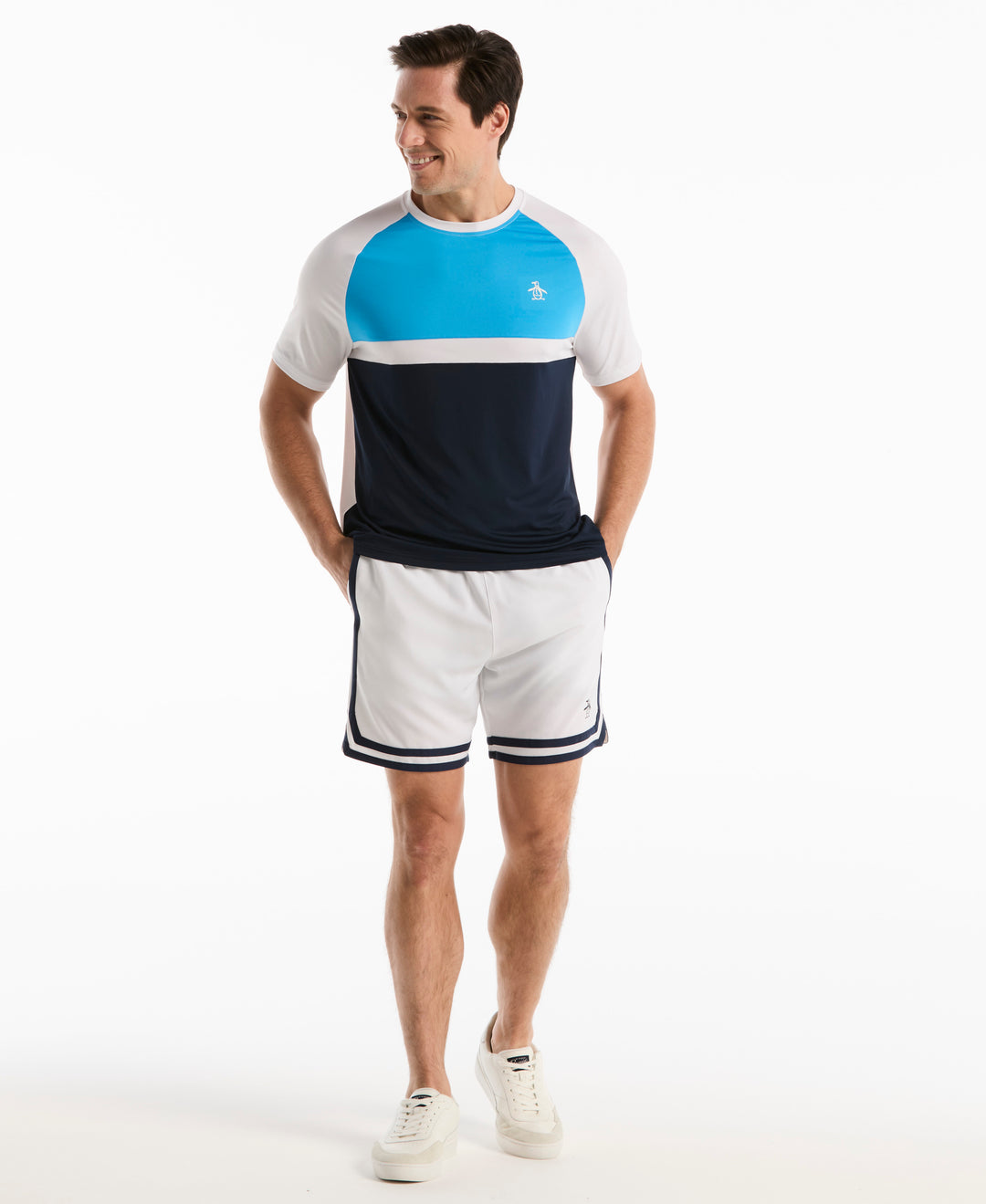Raglan Blocked Tennis Tee (Malibu Blue) 