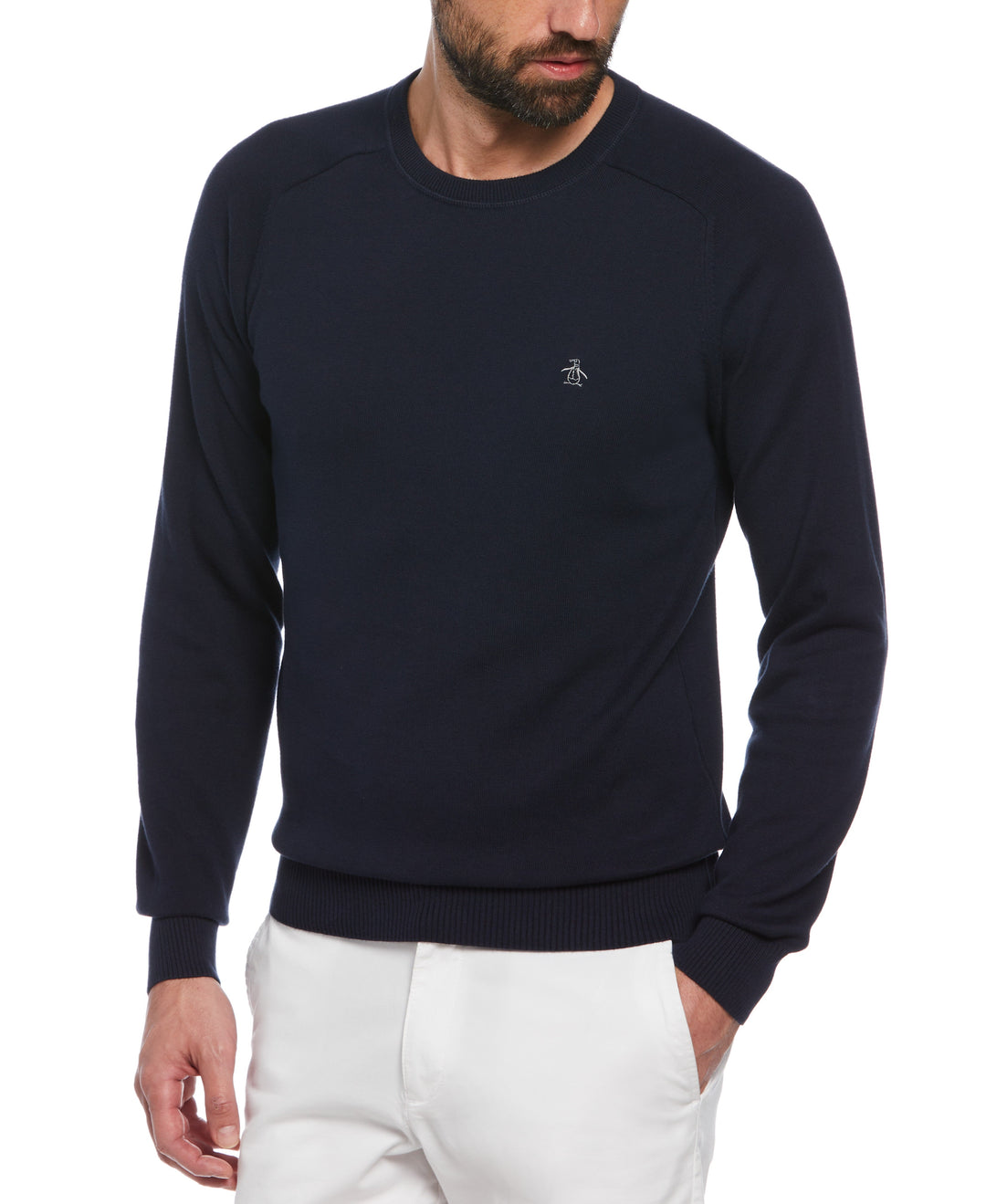 Raglan Crew Neck Sweater-Sweaters-Dark Sapphire-XS-Original Penguin
