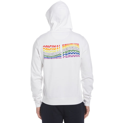 Rainbow Print Hoodie (Bright White) 