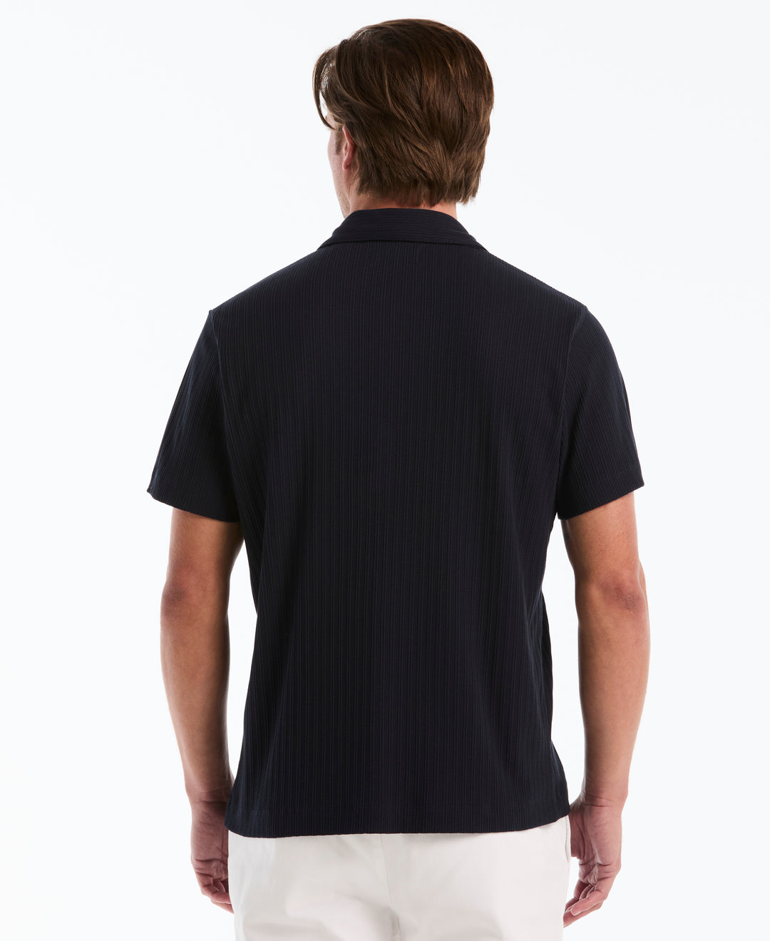 Raised Rib Knit Button Front Shirt (Dark Sapphire) 