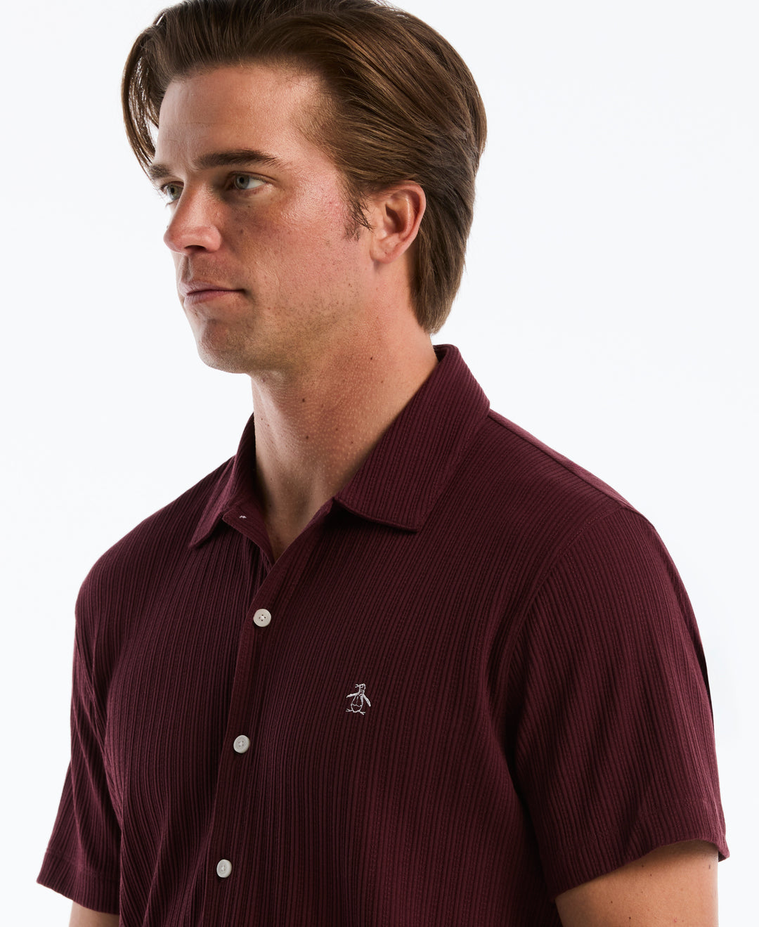 Raised Rib Knit Button Front Shirt (Port Royale) 