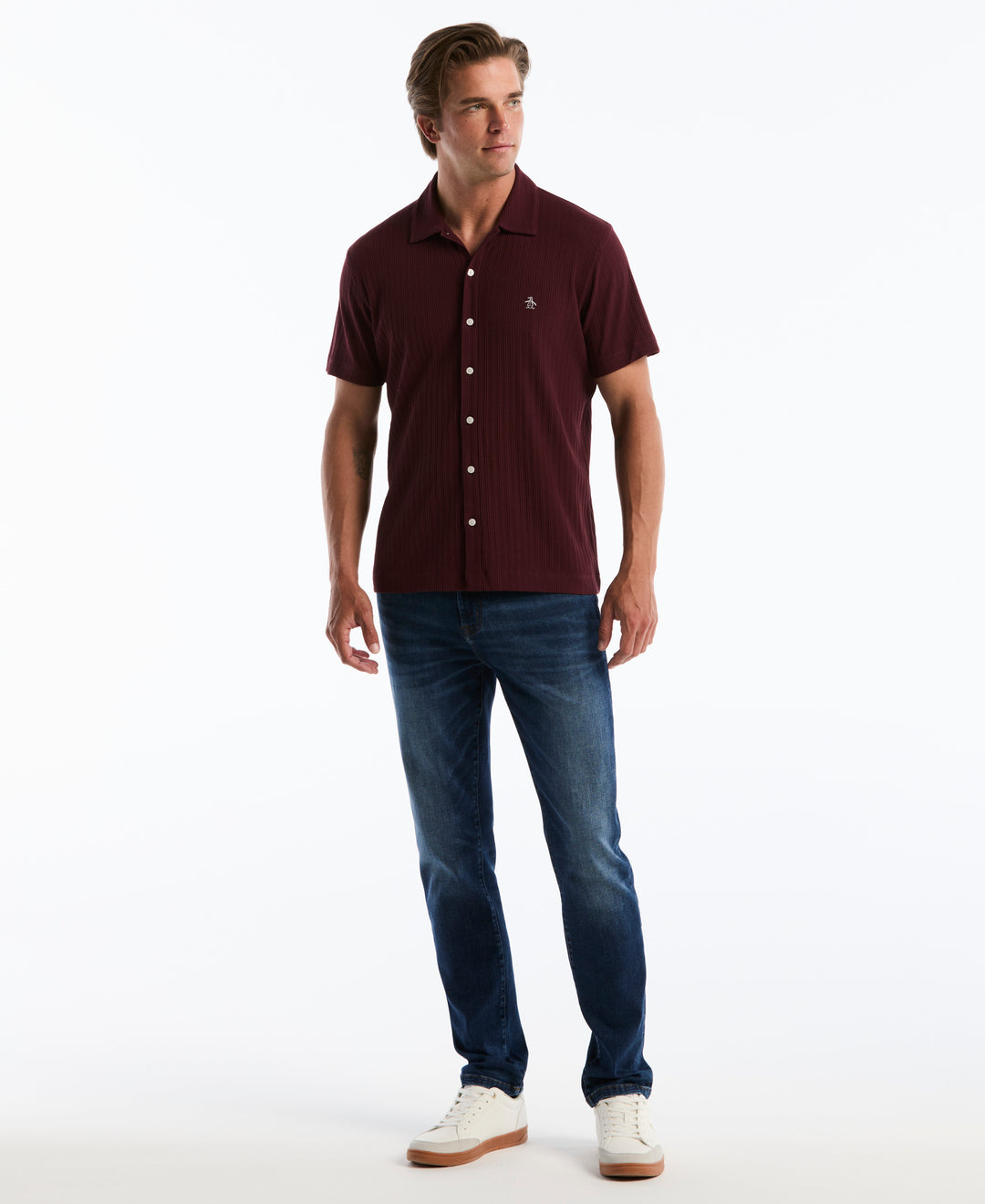 Raised Rib Knit Button Front Shirt (Port Royale) 