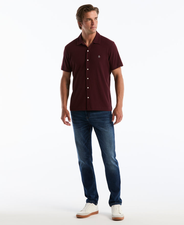 Raised Rib Knit Button Front Shirt (Port Royale) 