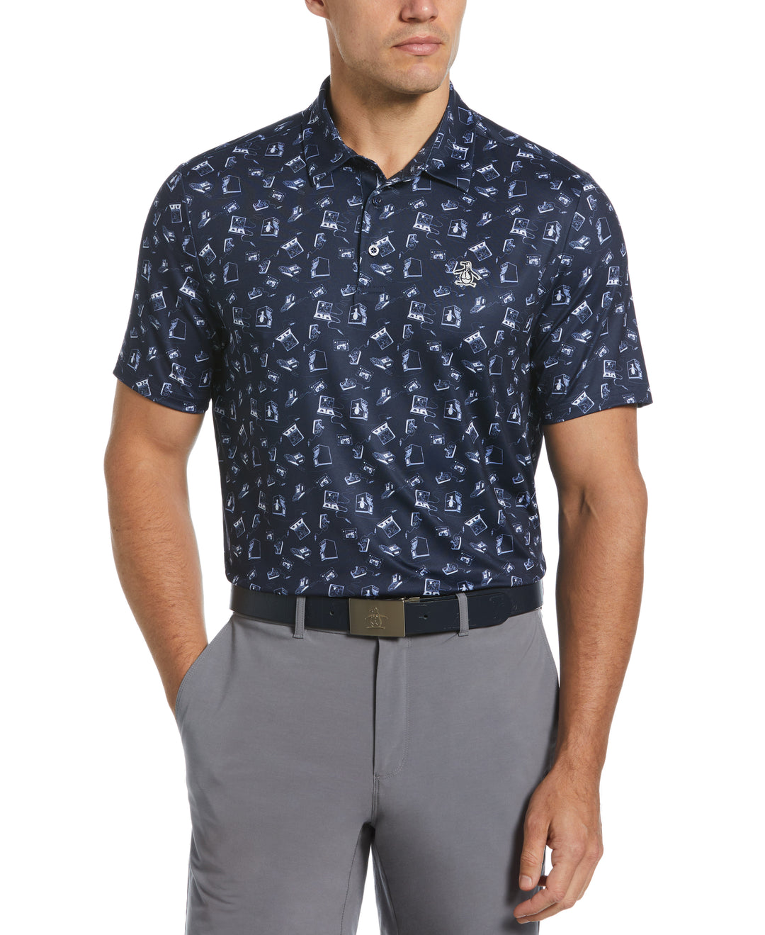 Retro Arcade Print Polo (Black Iris) 