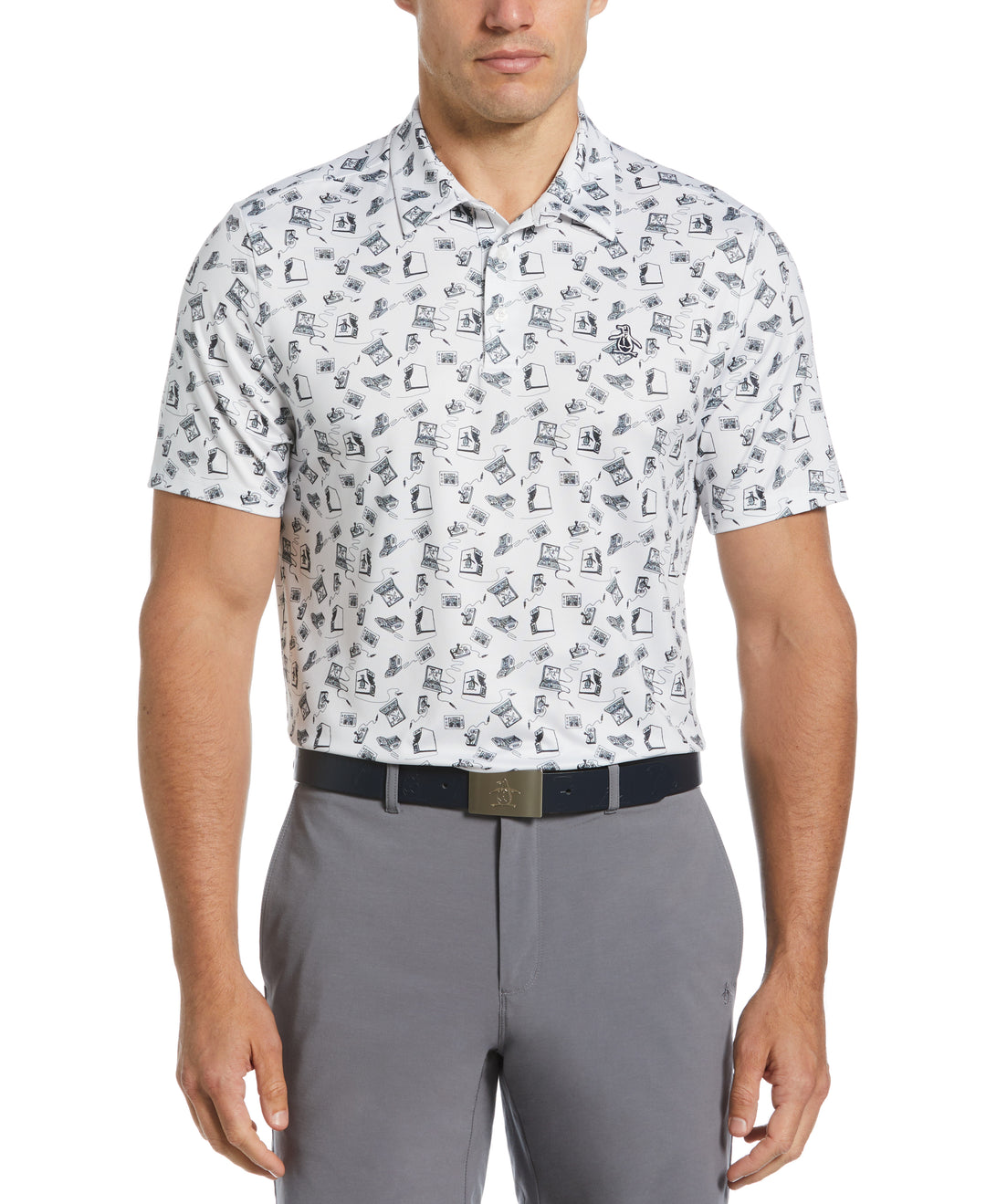 Retro Arcade Print Polo (Bright White) 