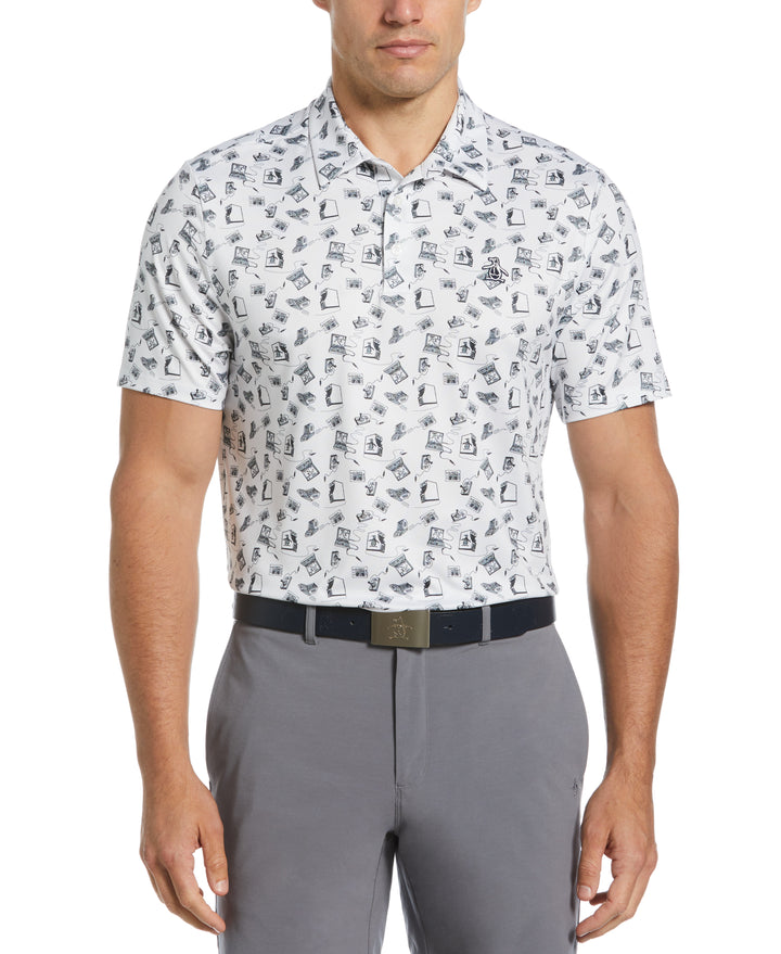 Retro Arcade Print Polo (Bright White) 