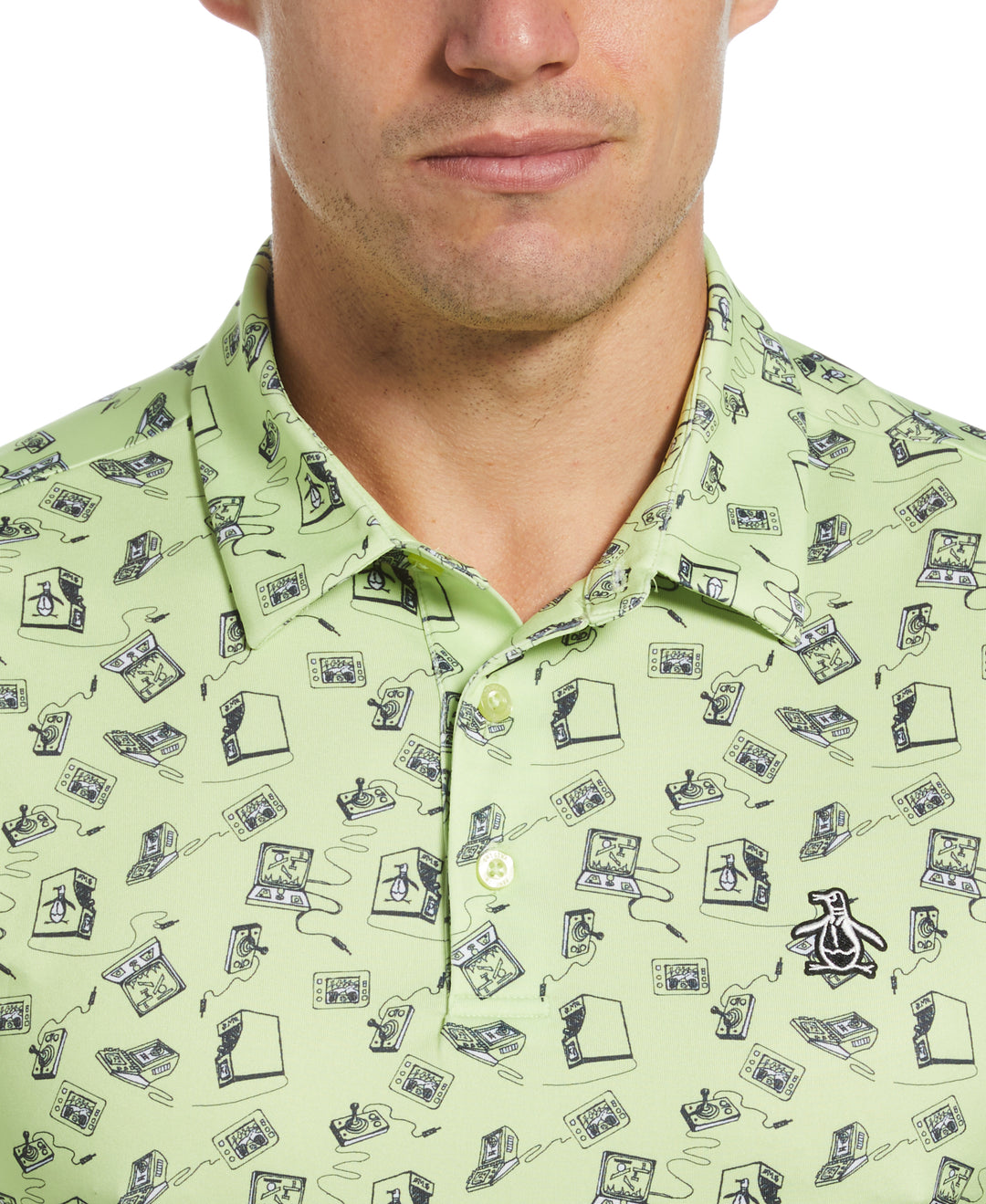 Retro Arcade Print Polo (Shadow Lime) 