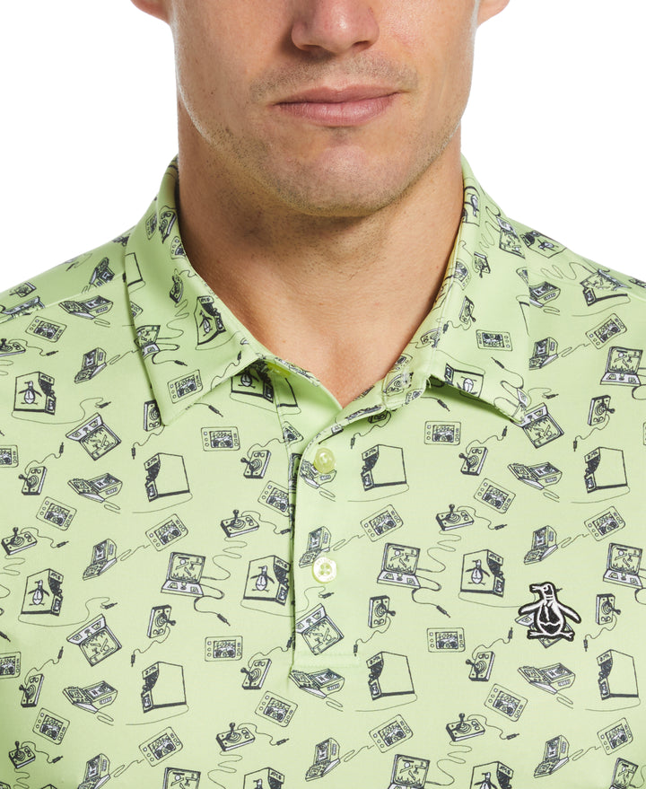 Retro Arcade Print Polo (Shadow Lime) 