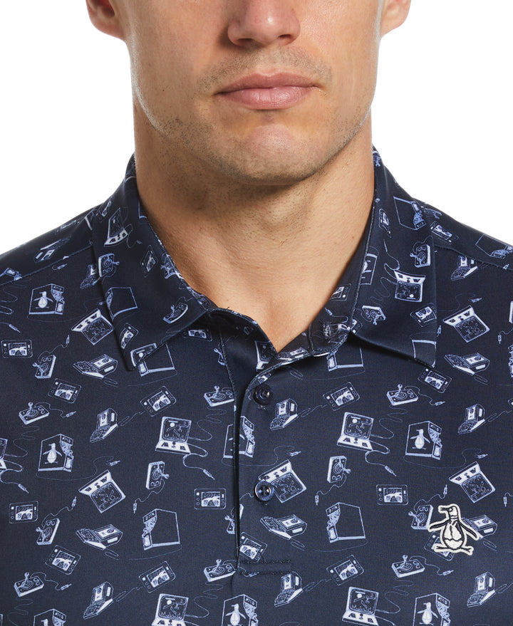 Retro Arcade Print Polo (Black Iris) 
