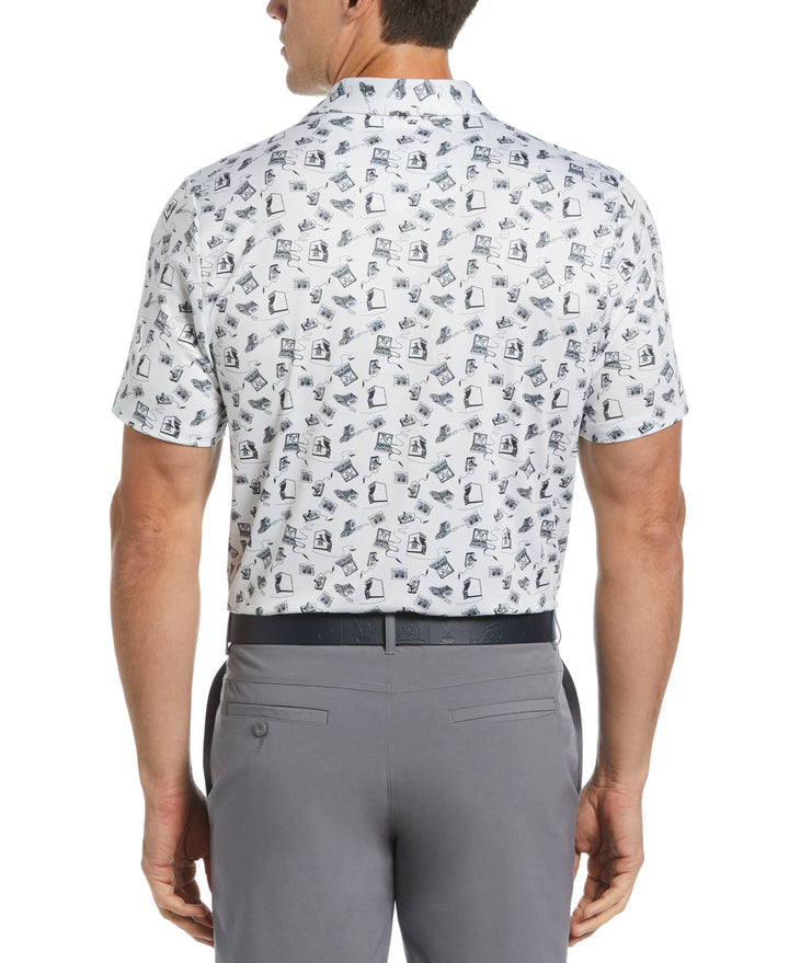 Retro Arcade Print Polo (Bright White) 