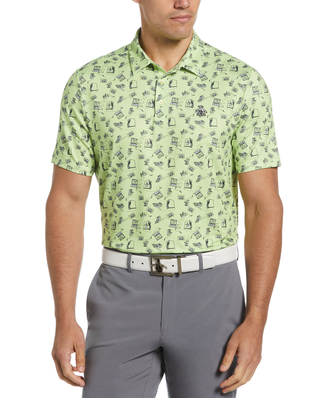 Retro Arcade Print Polo (Shadow Lime) 