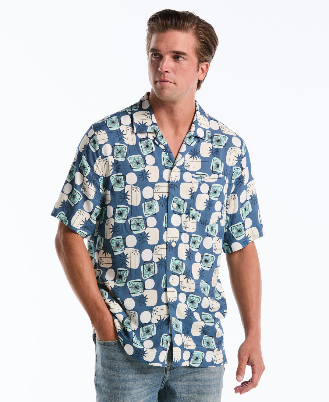 Retro Geo Camp Shirt (Copen Blue) 