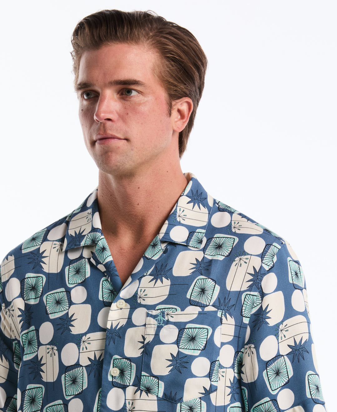 Retro Geo Camp Shirt (Copen Blue) 