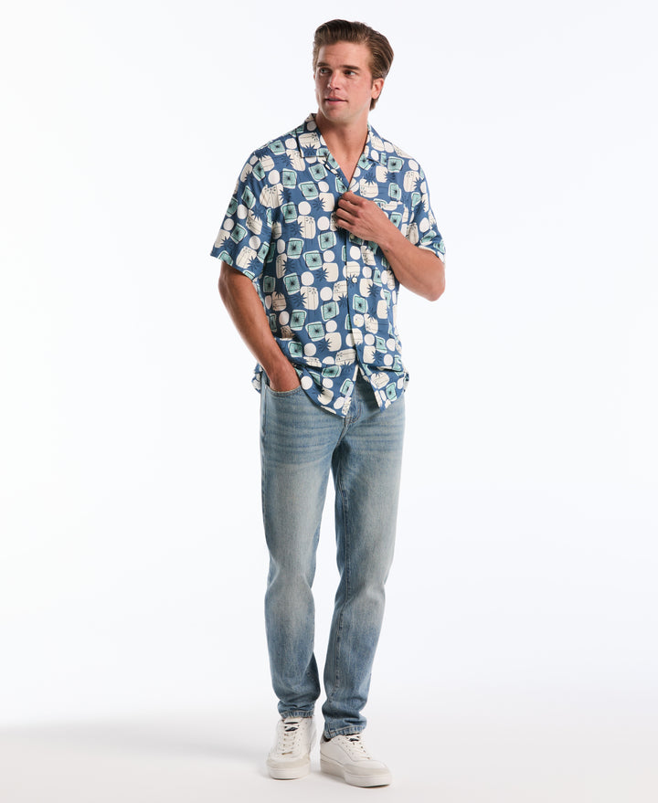 Retro Geo Camp Shirt (Copen Blue) 
