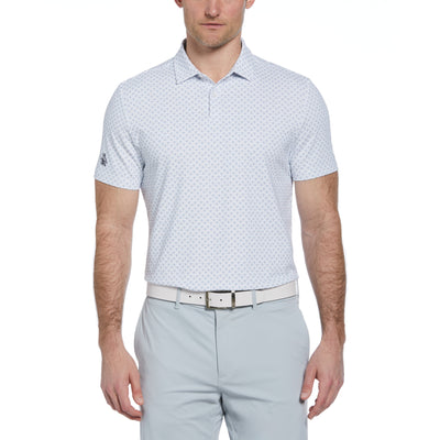 Retro Geo Print Golf Polo (Bright White) 