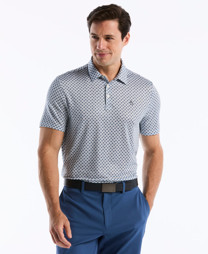 Retro Geometric Print Polo (Black Iris) 