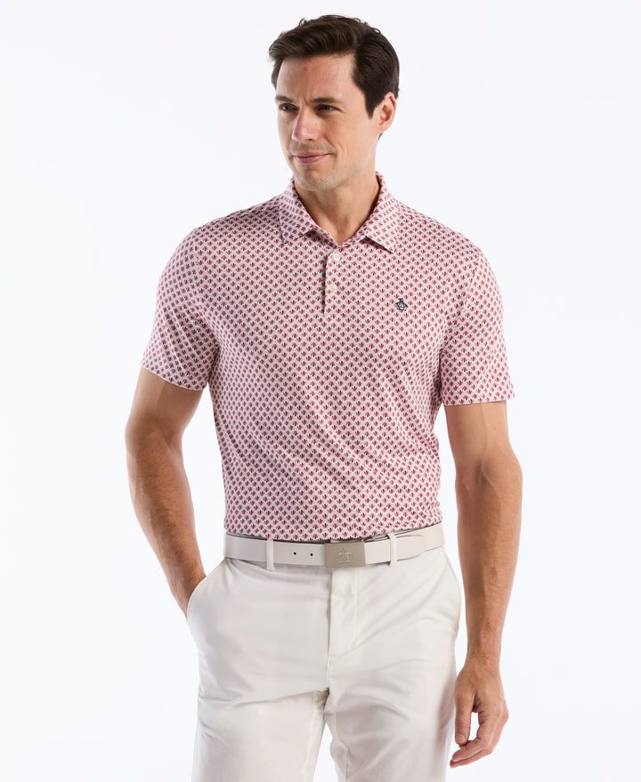 Retro Geometric Print Polo (Burgundy) 