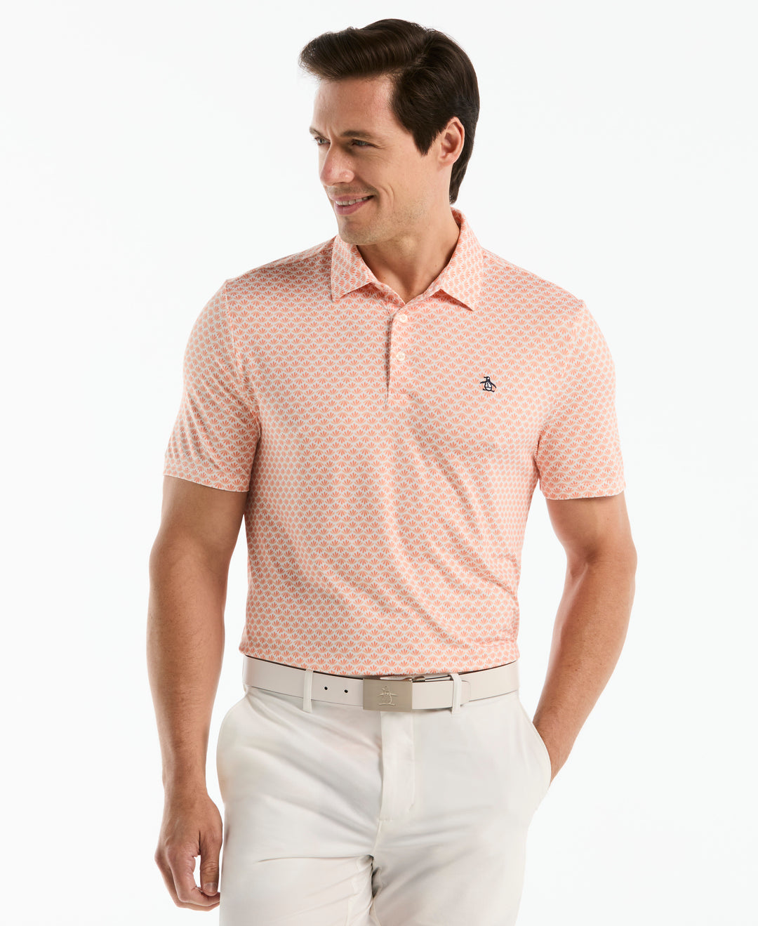 Retro Geometric Print Golf Polo-Golf Polos-Melon-S-Original Penguin