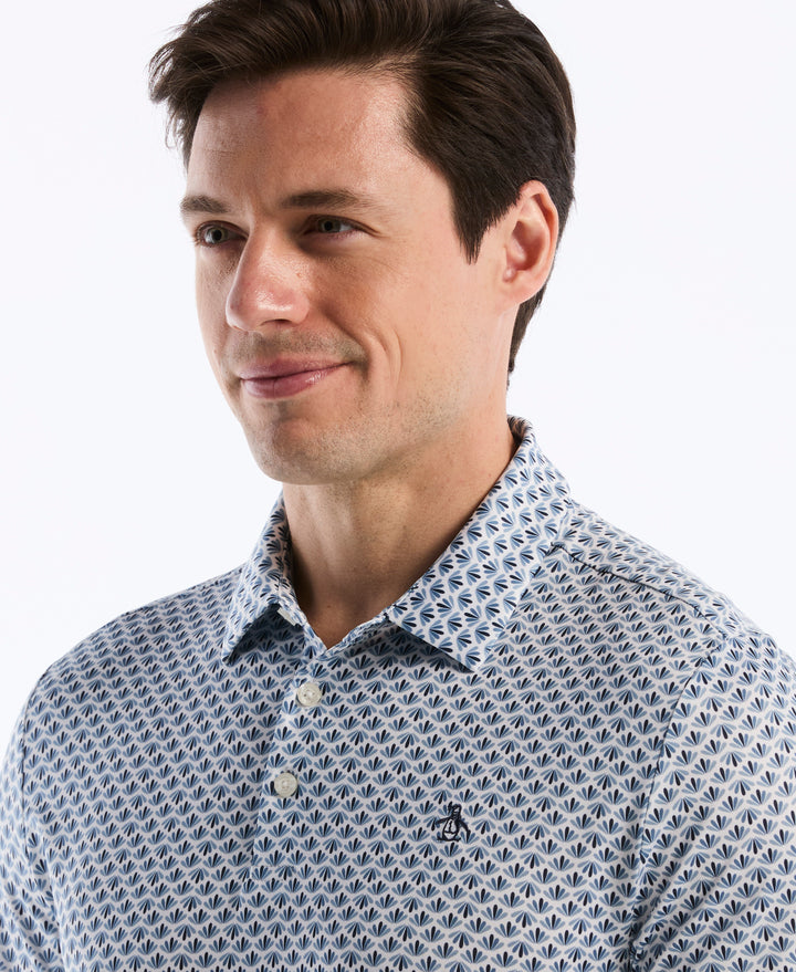 Retro Geometric Print Polo (Black Iris) 