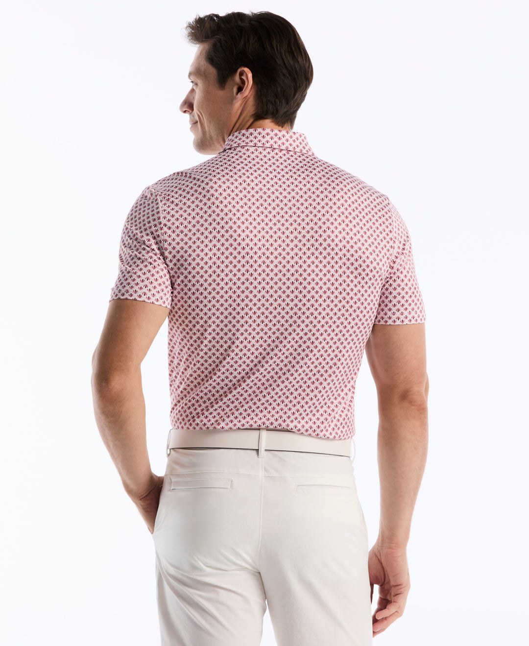 Retro Geometric Print Polo (Burgundy) 