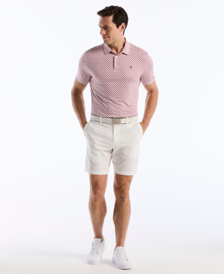 Retro Geometric Print Polo (Burgundy) 