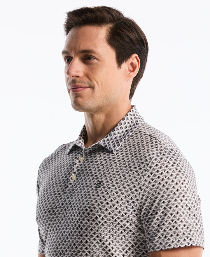 Retro Geometric Print Polo (Caviar) 