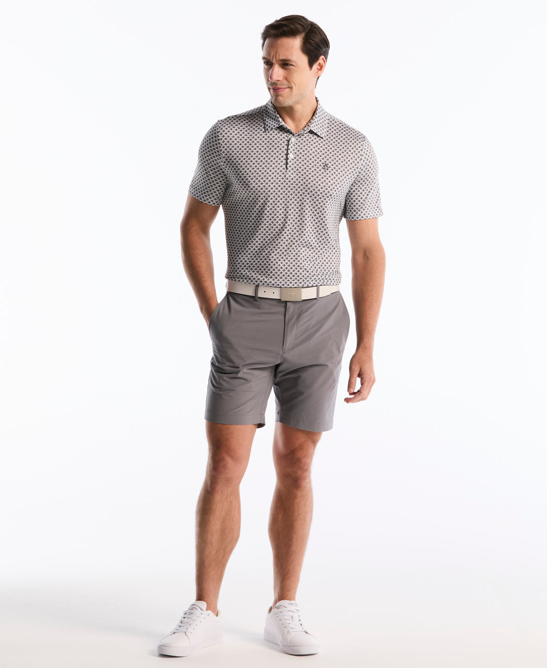 Retro Geometric Print Polo (Caviar) 