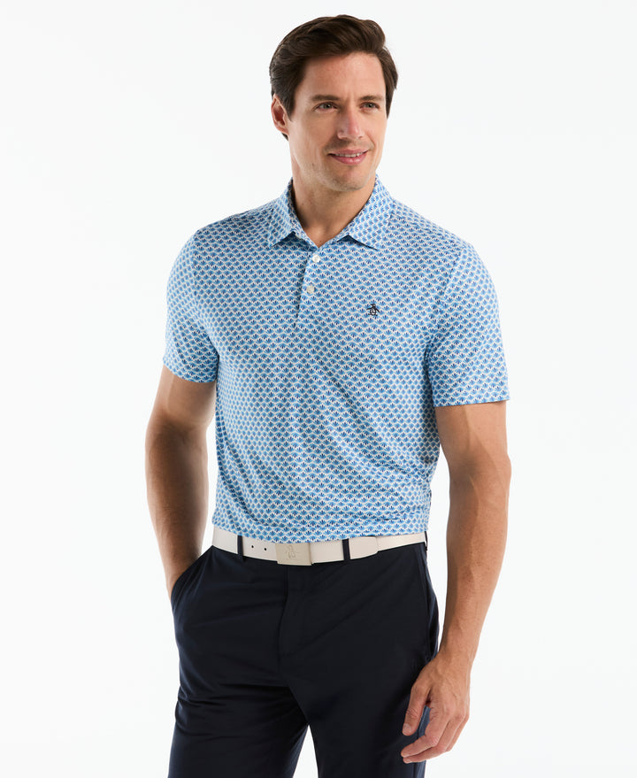 Retro Geometric Print Golf Polo-Golf Polos-Surf The Web-S-Original Penguin
