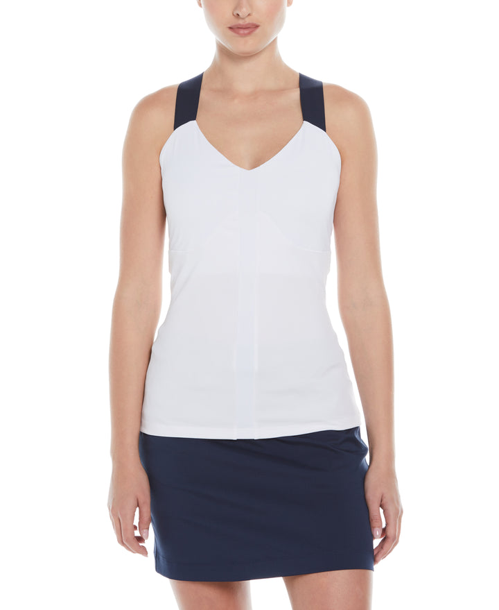 Ribbed Criss Cross Tennis Tank Top (Bright White) 