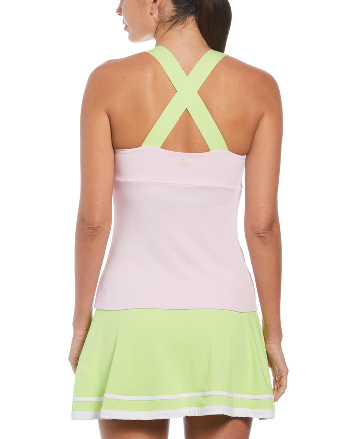 Ribbed Criss Cross Tennis Tank Top (Gelato Pink) 