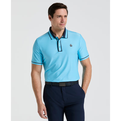 Ribbed Earl Blocked Golf Polo-Golf Polos-Blue Grotto-XS-Original Penguin