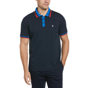 Ribbed Solid Short Sleeve Polo Shirt (Dark Sapphire) 
